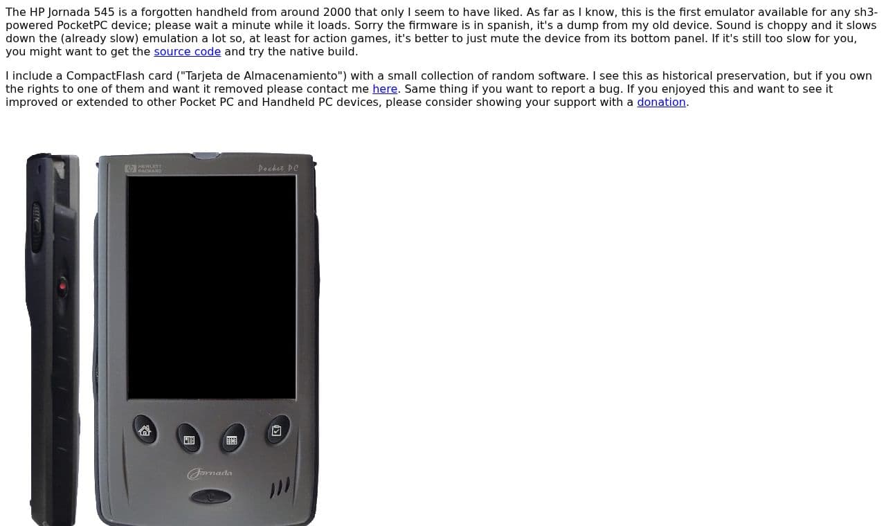 HP Jornada 545 Emulator screenshot