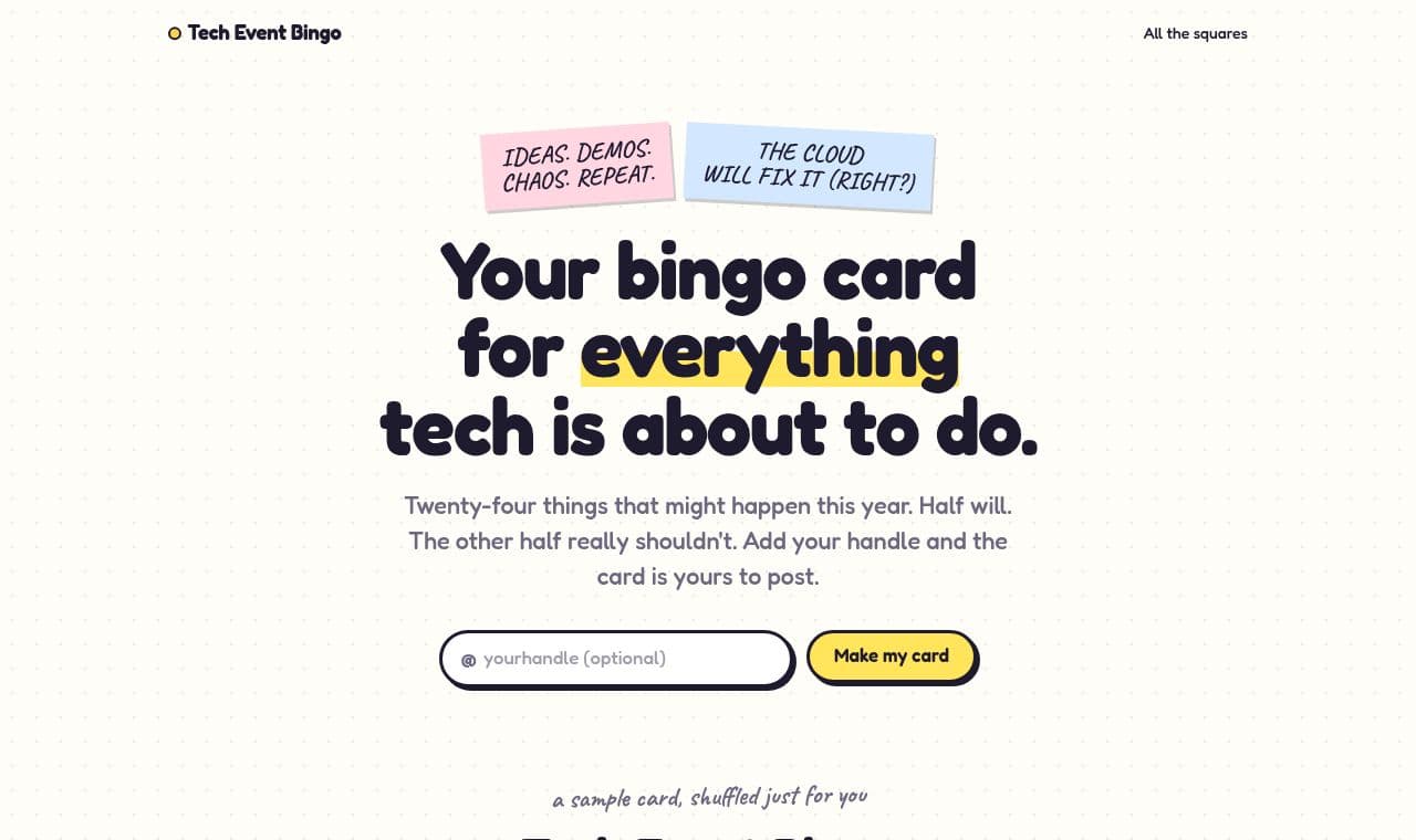 Tech Event Bingo 서비스 화면