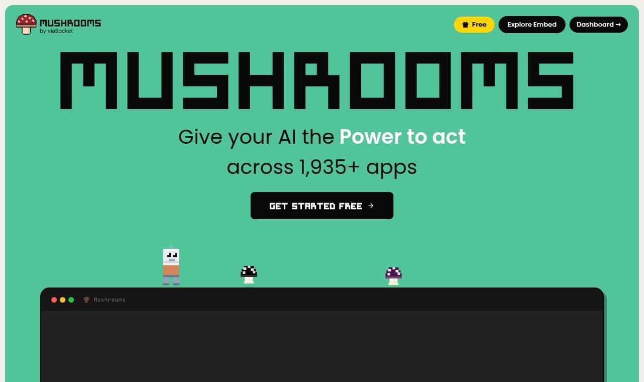 Mushrooms 서비스 화면