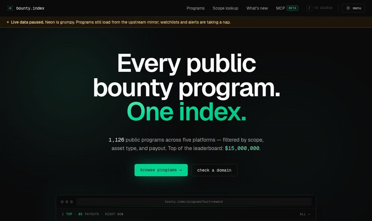 bounty.index screenshot