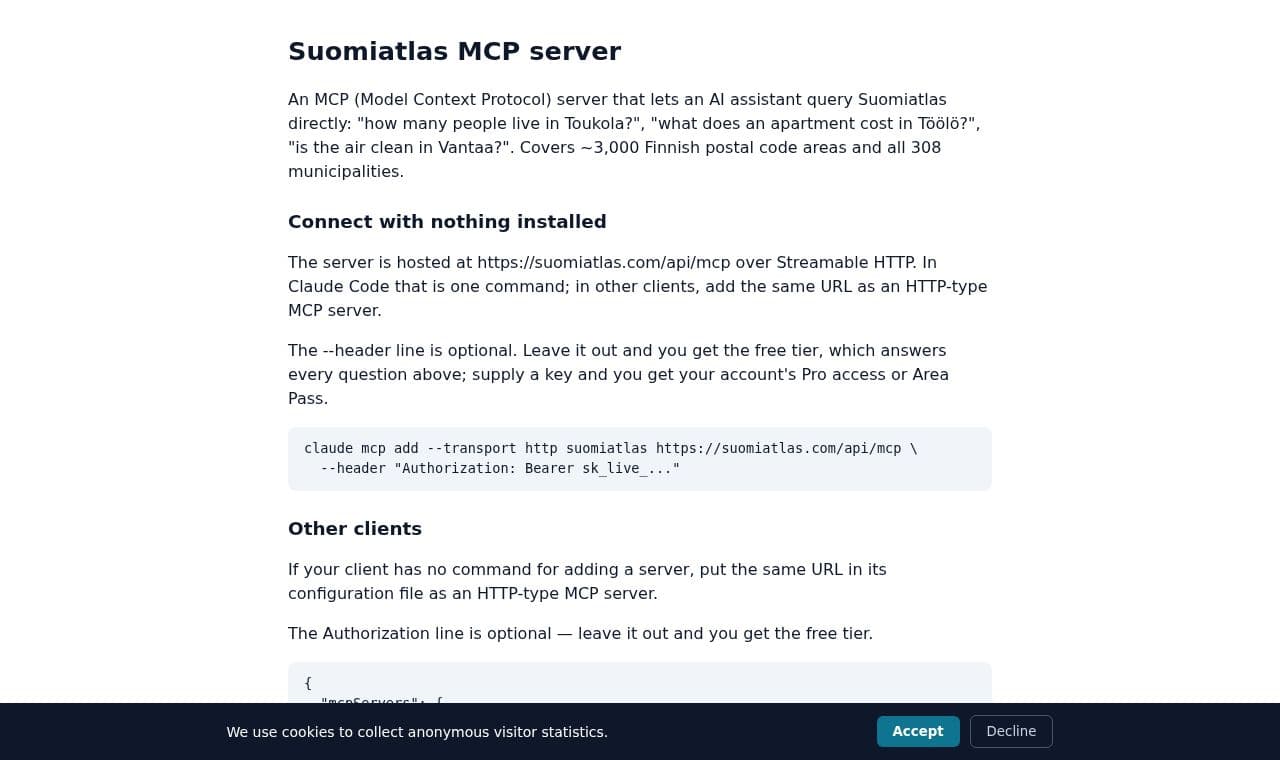 Suomiatlas 서비스 화면