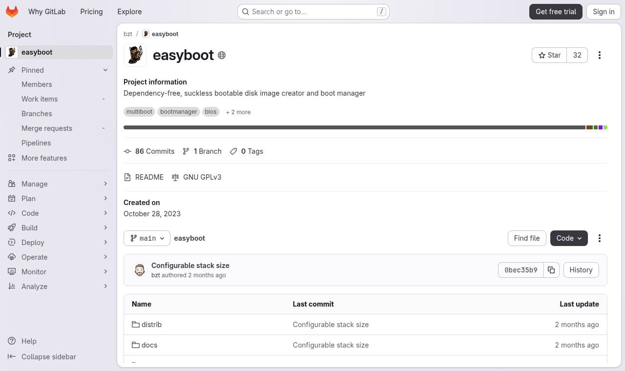easyboot 서비스 화면