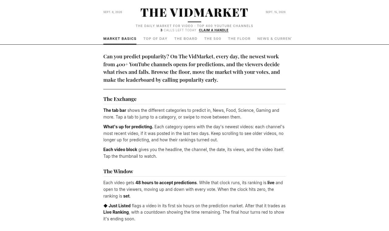 thevidmarket 서비스 화면