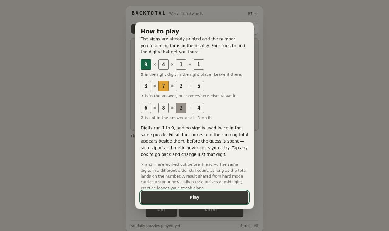 Backtotal screenshot