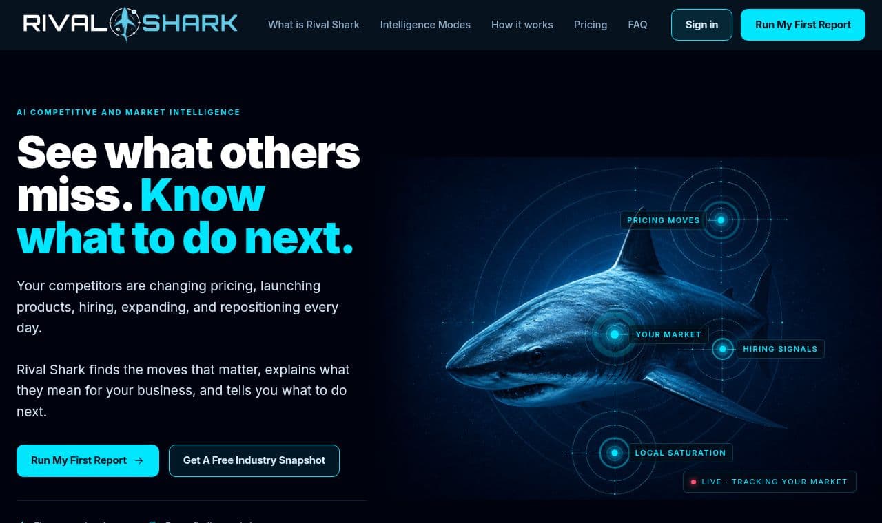 Rival Shark 서비스 화면