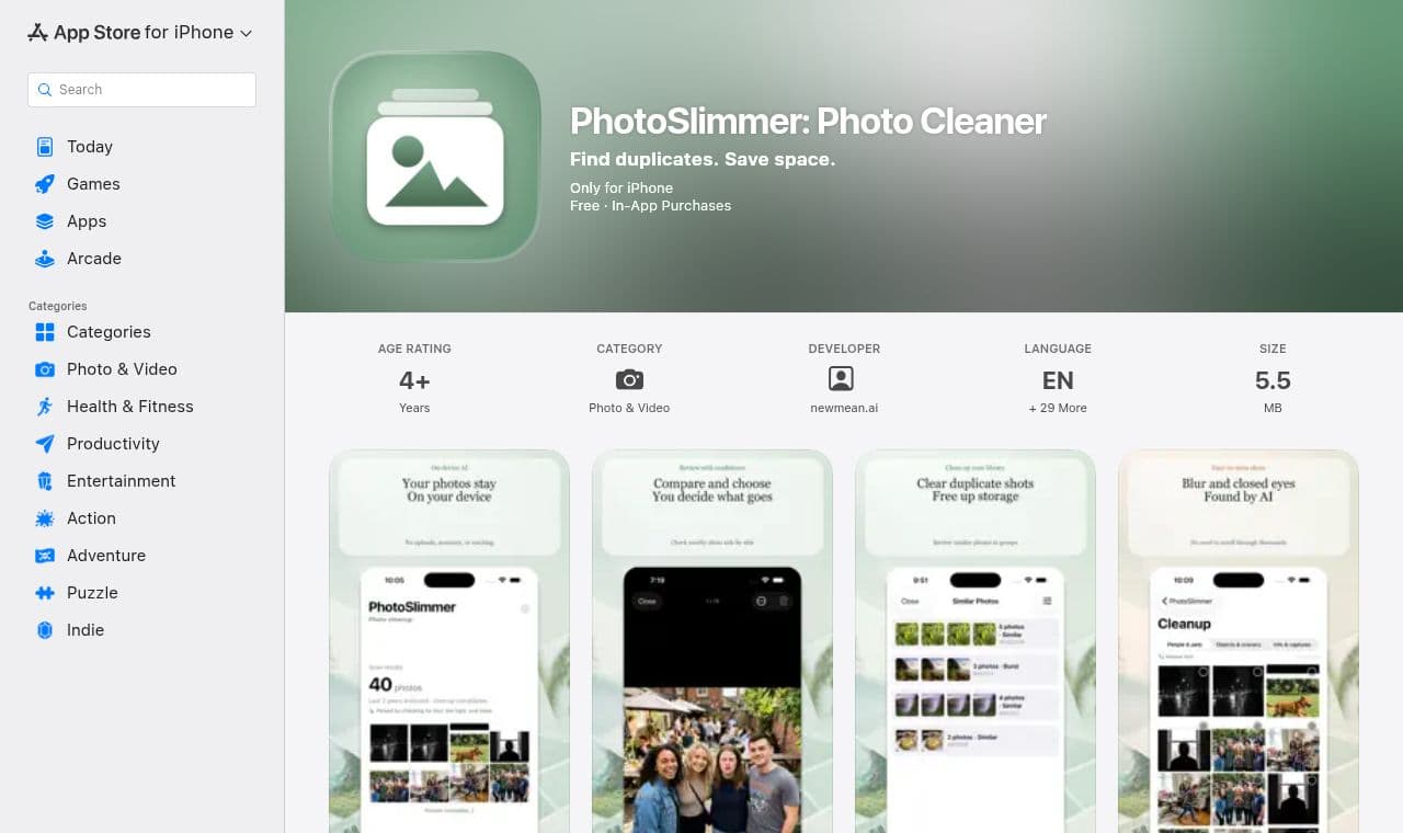 PhotoSlimmer 서비스 화면