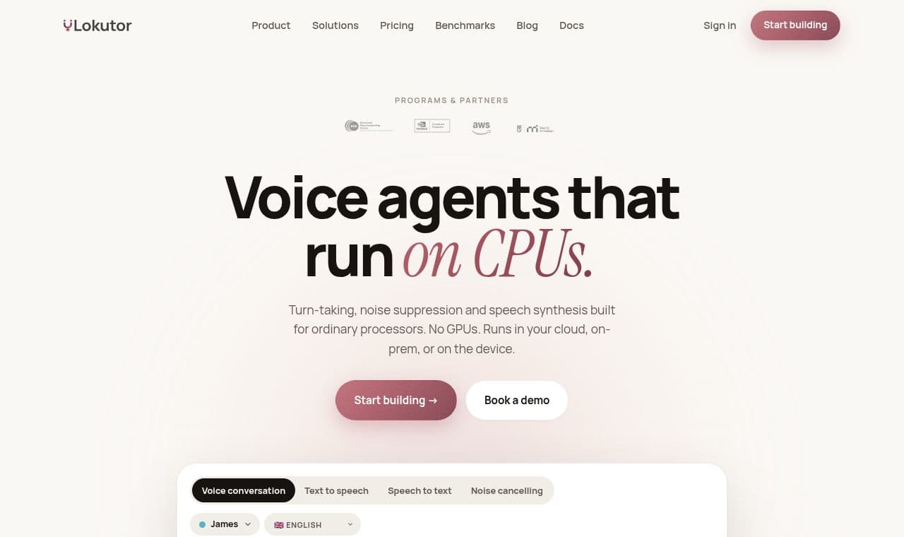 Voice AI that runs on CPUs 서비스 화면