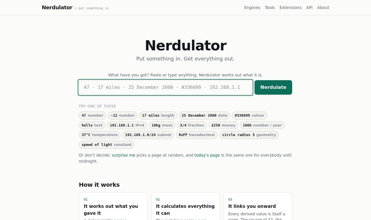 Nerdulator 서비스 화면