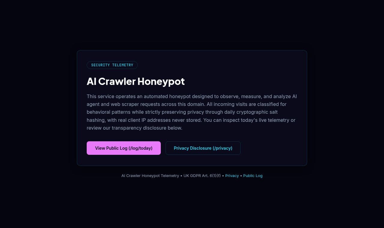 AI crawler honeypot screenshot