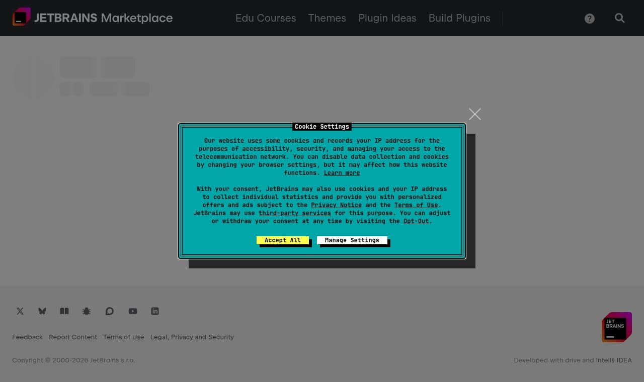 JetBrains Marketplace 서비스 화면