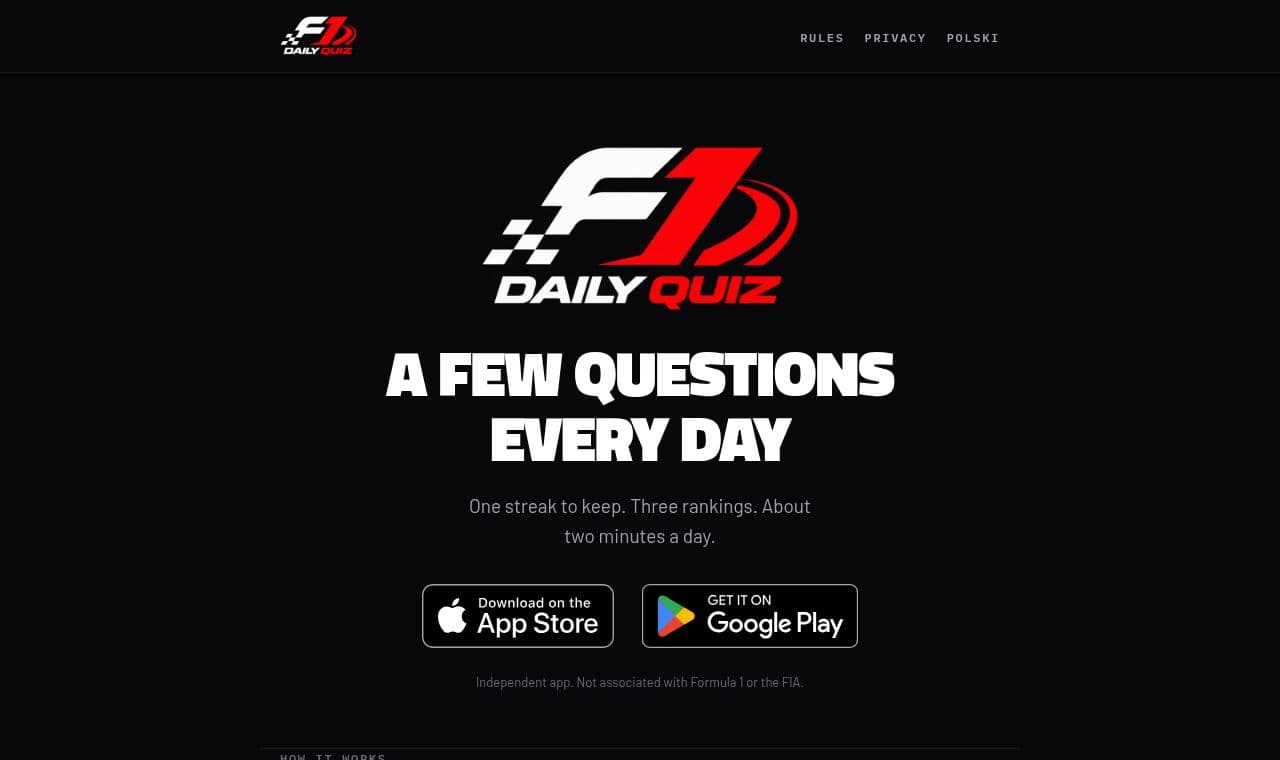 F1 Daily Quiz 서비스 화면