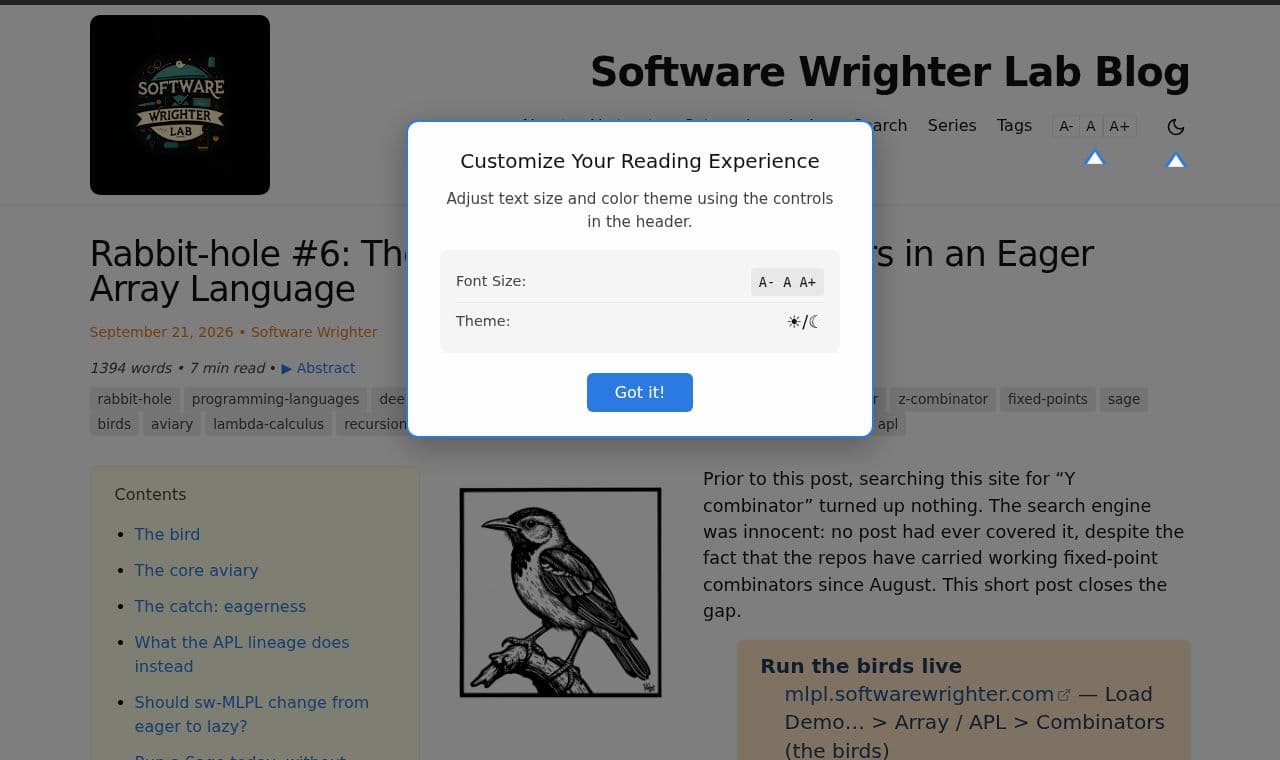 Software Wrighter Lab Blog 서비스 화면