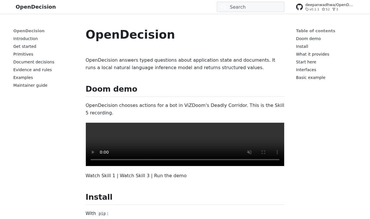 OpenDecision 서비스 화면