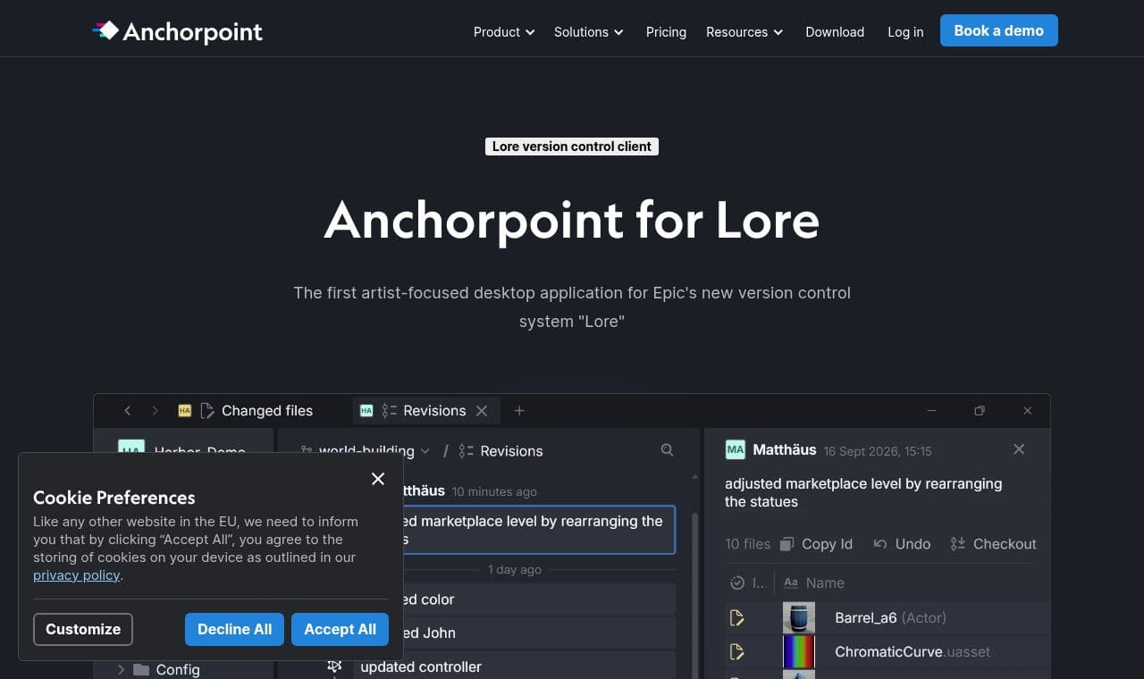 anchorpoint 서비스 화면