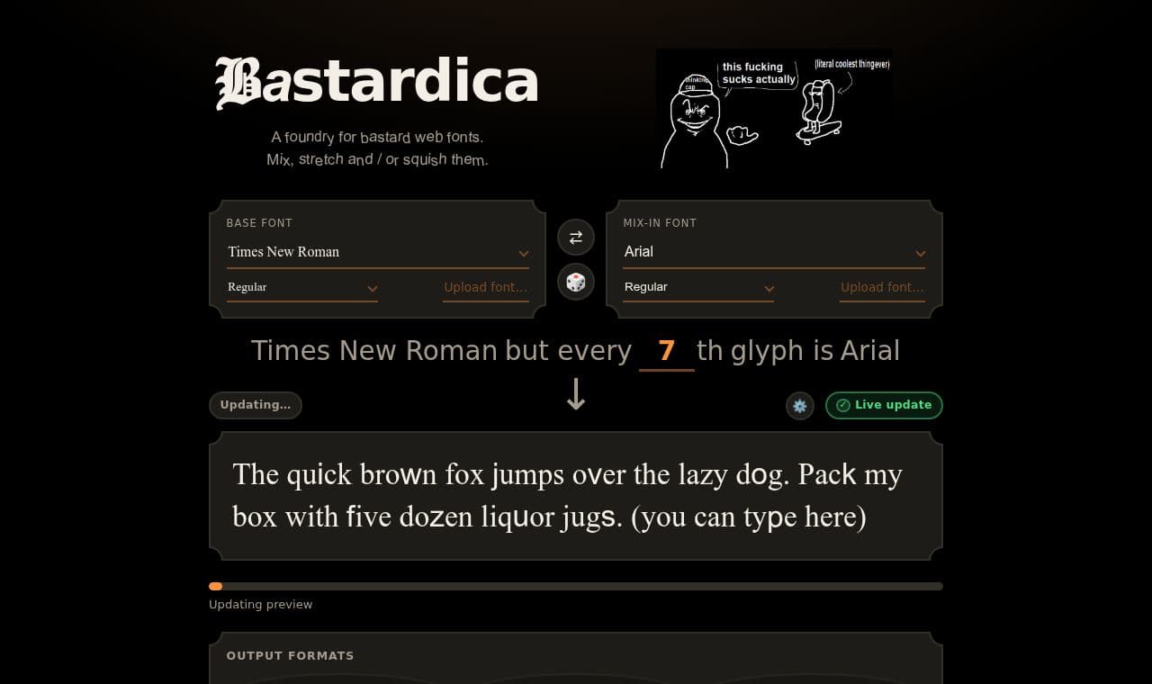 Bastardica 서비스 화면