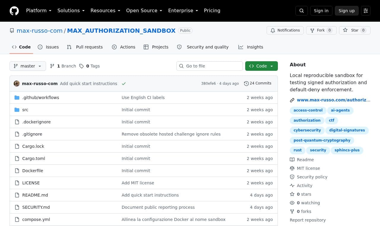MAX_AUTHORIZATION_SANDBOX 서비스 화면