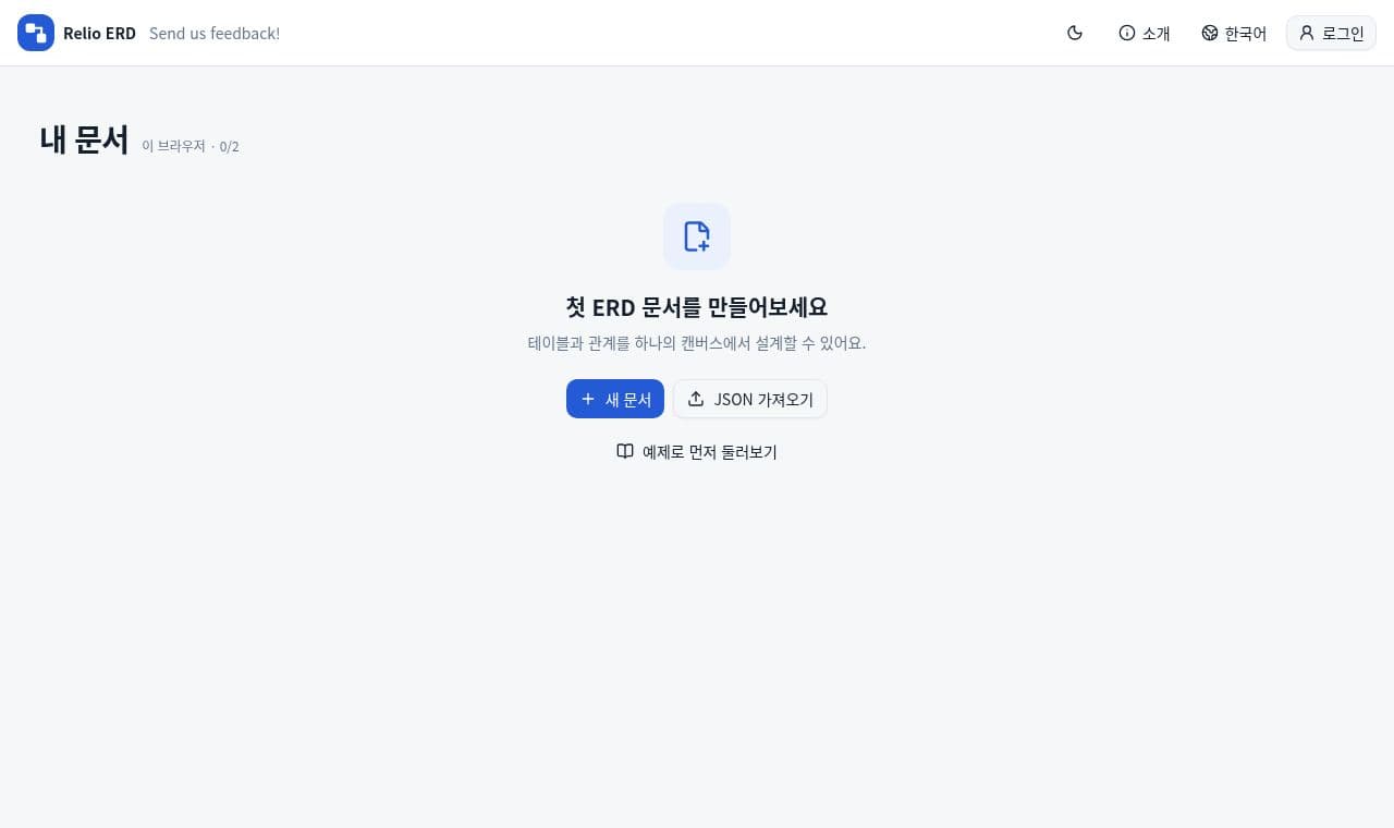 reliodiagram 서비스 화면