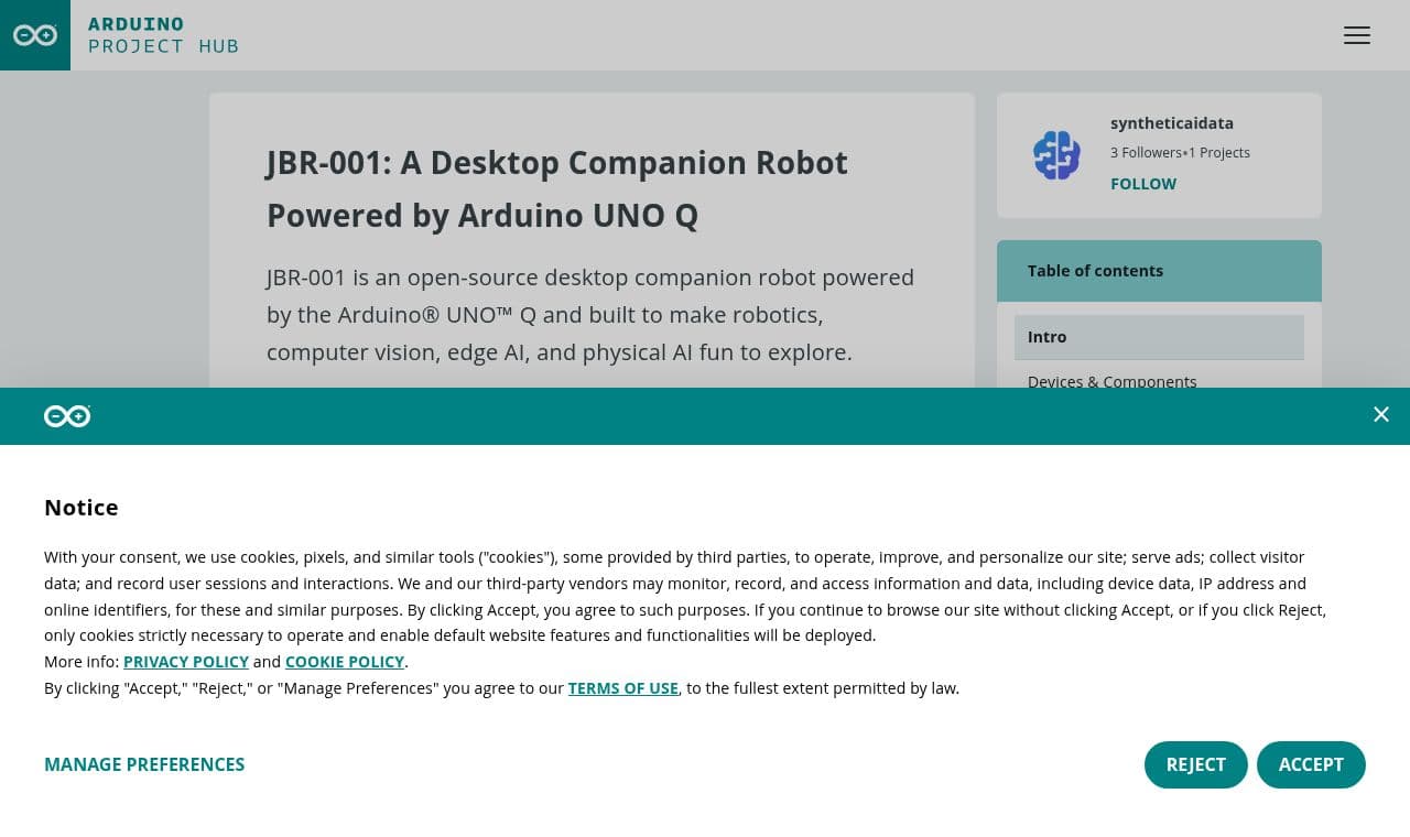 Arduino Project Hub 서비스 화면
