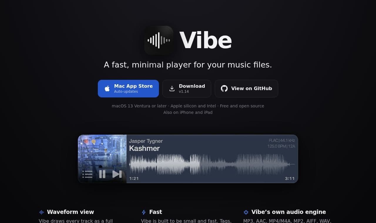Vibe 서비스 화면