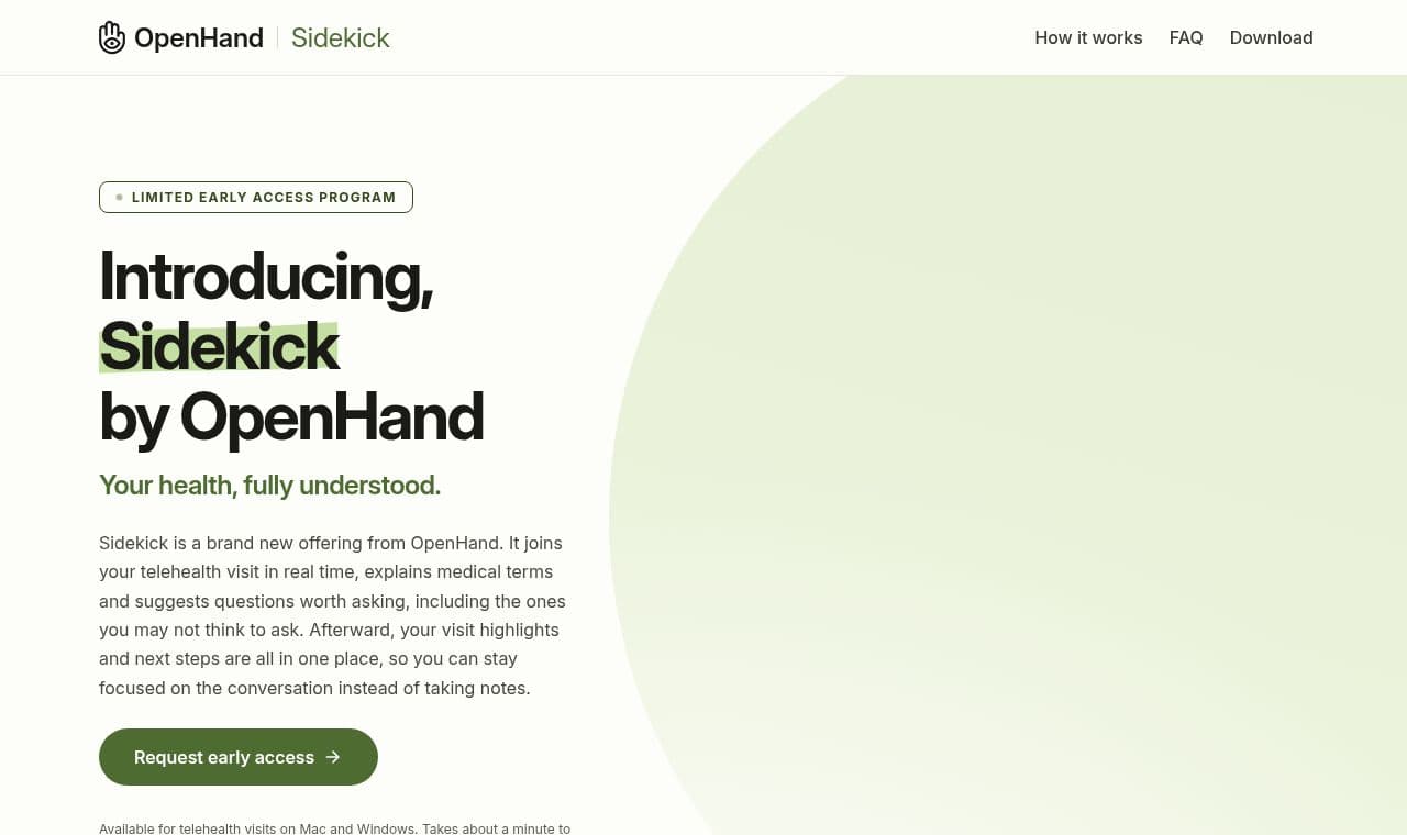 Sidekick by OpenHand 서비스 화면