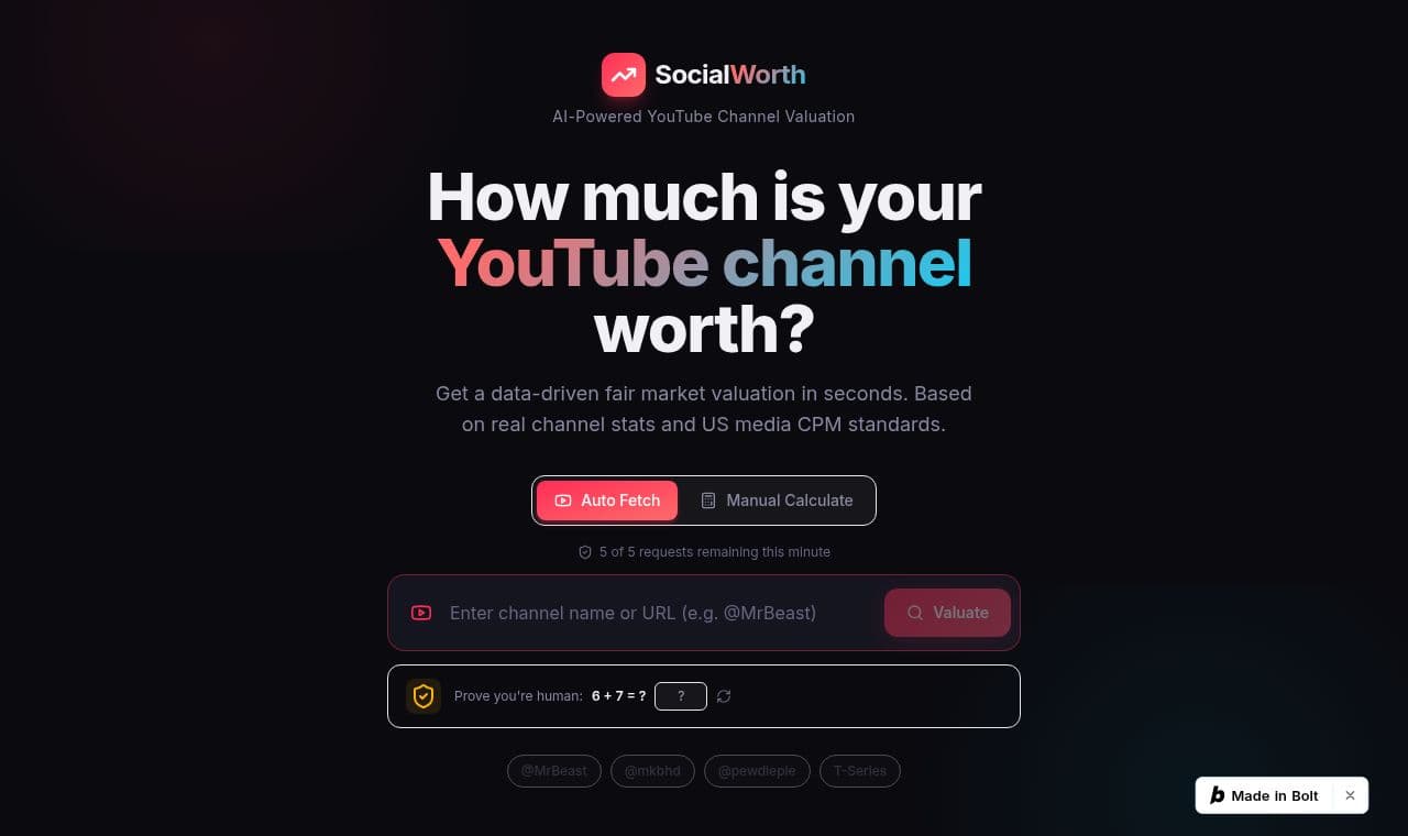 SocialWorth AI WebSaaS 서비스 화면