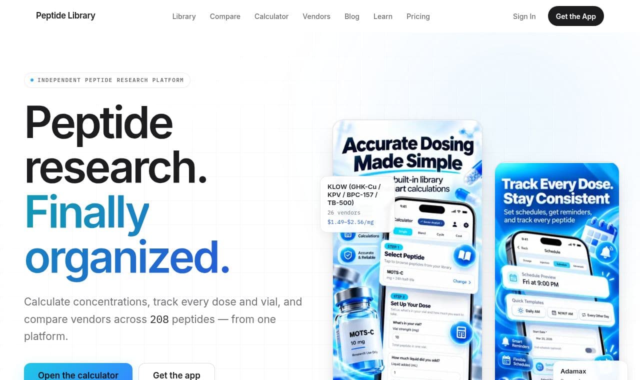 Peptide Library 서비스 화면