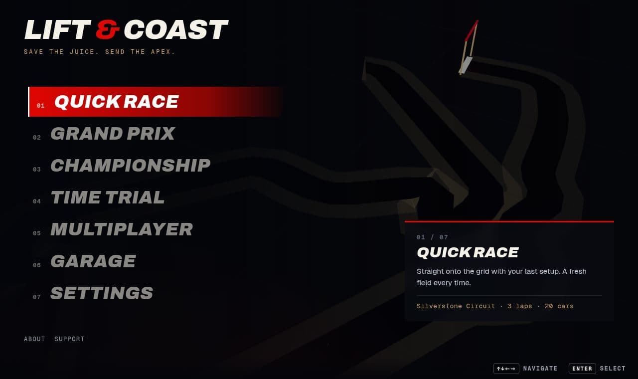Browser-Based F1 Game 서비스 화면