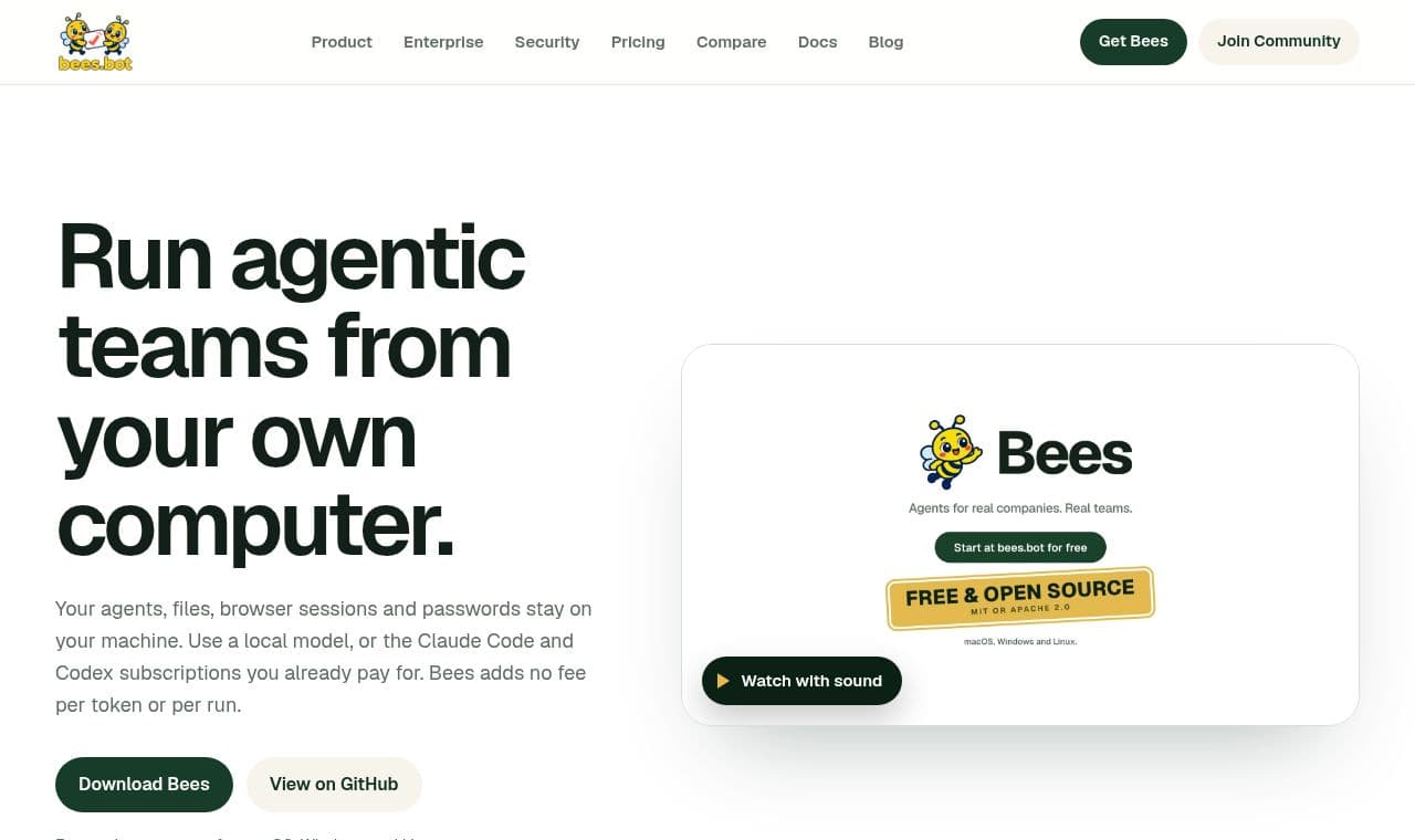 Bees 서비스 화면