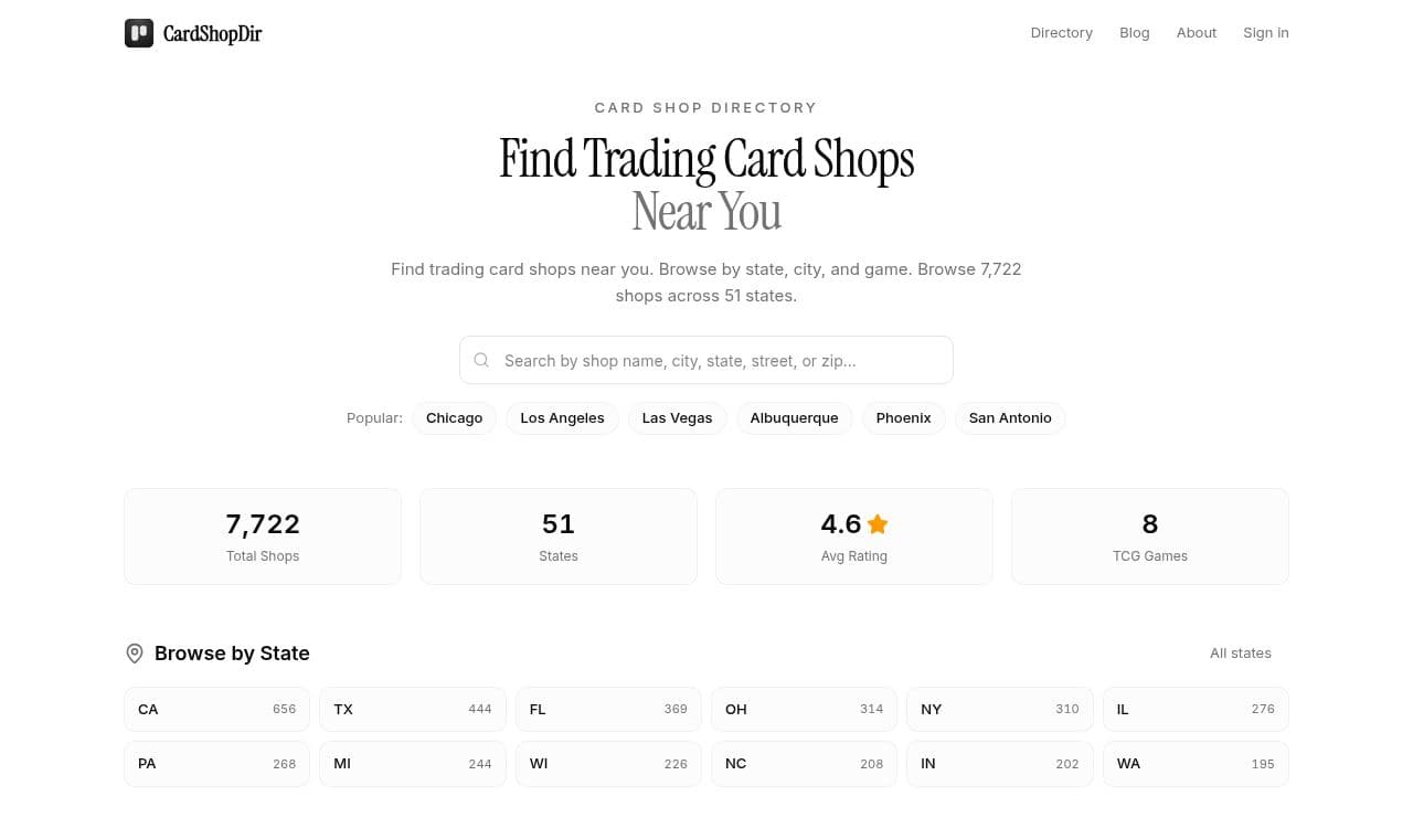 Card Shop Directory screenshot
