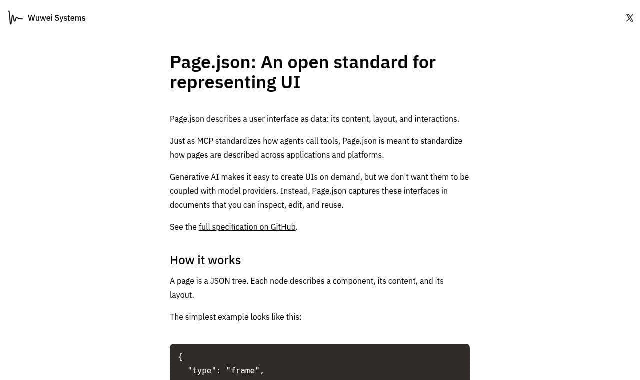 Page.json 서비스 화면