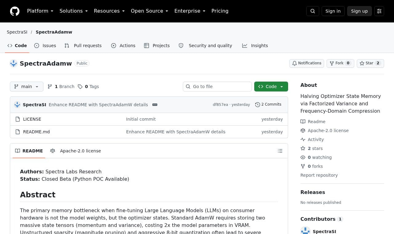SpectraAdamw screenshot