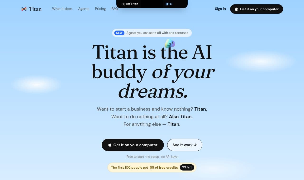 Titan 서비스 화면