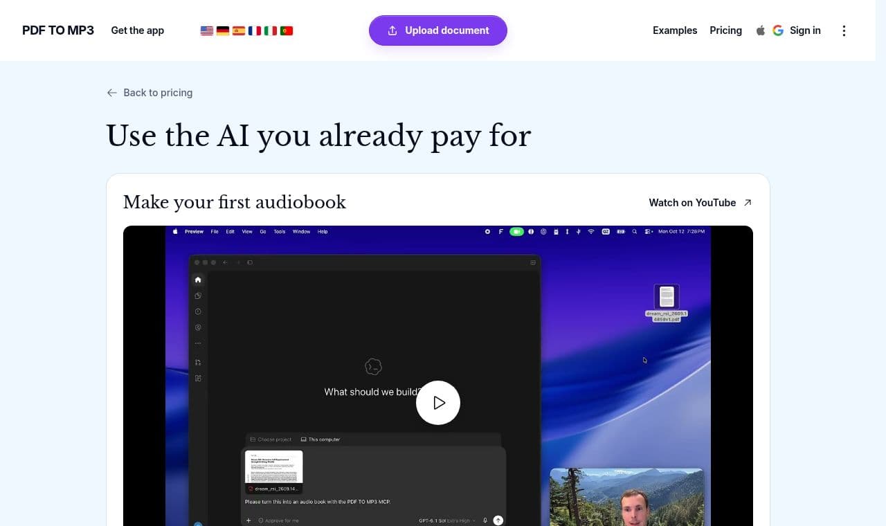 PDF TO MP3 screenshot