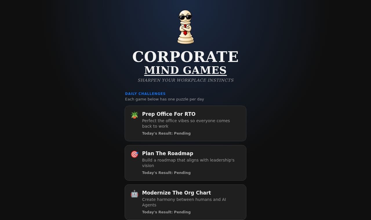 Corporate Mind Games 서비스 화면