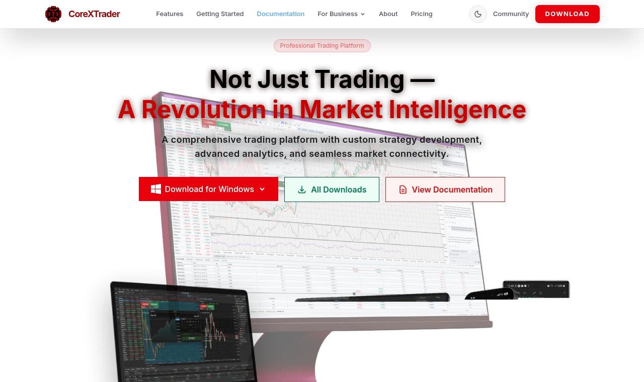CoreXTrader 서비스 화면