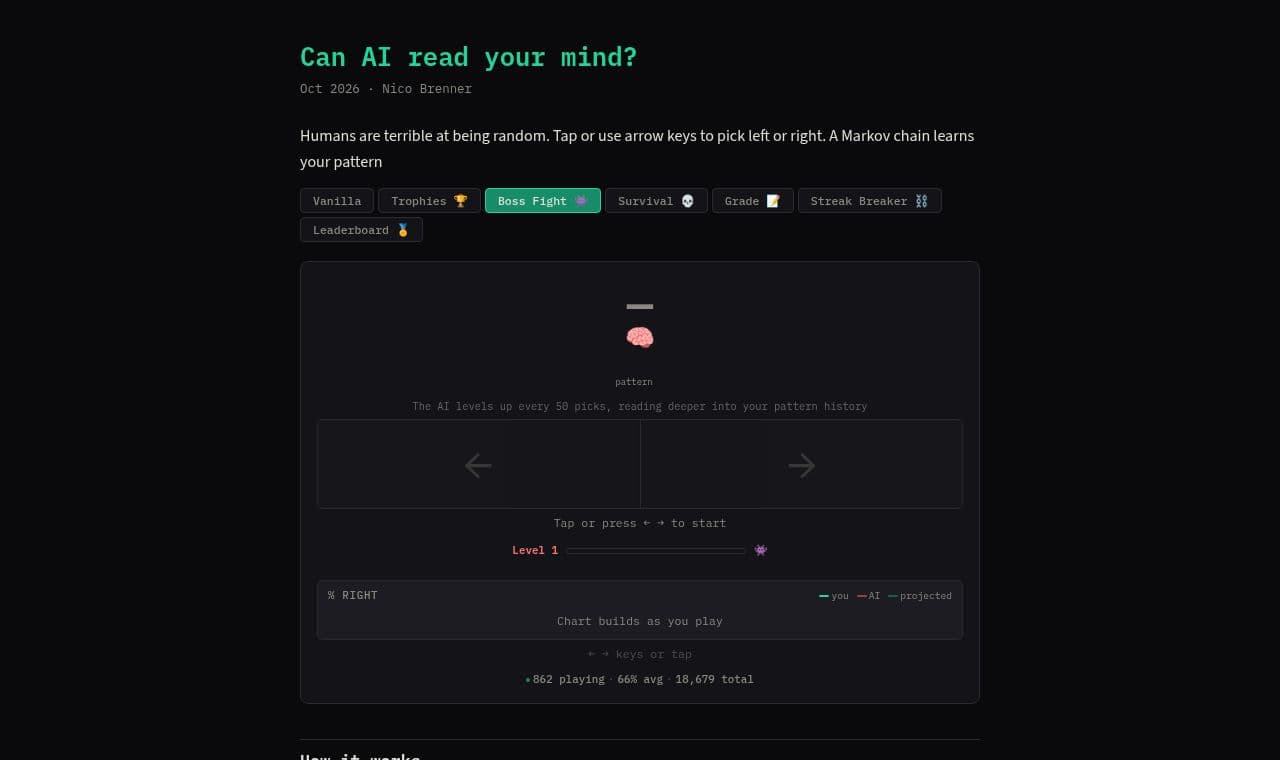 Can AI read your mind? 서비스 화면
