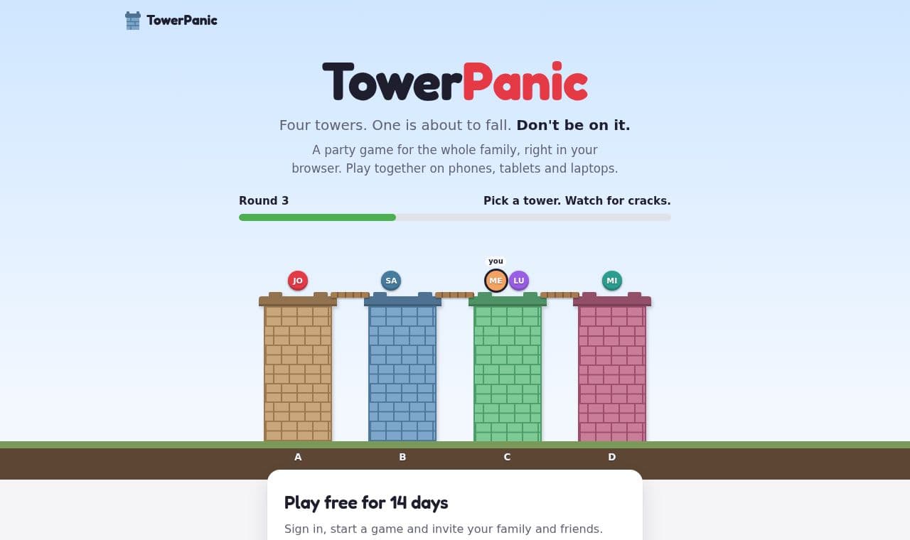 TowerPanic 서비스 화면