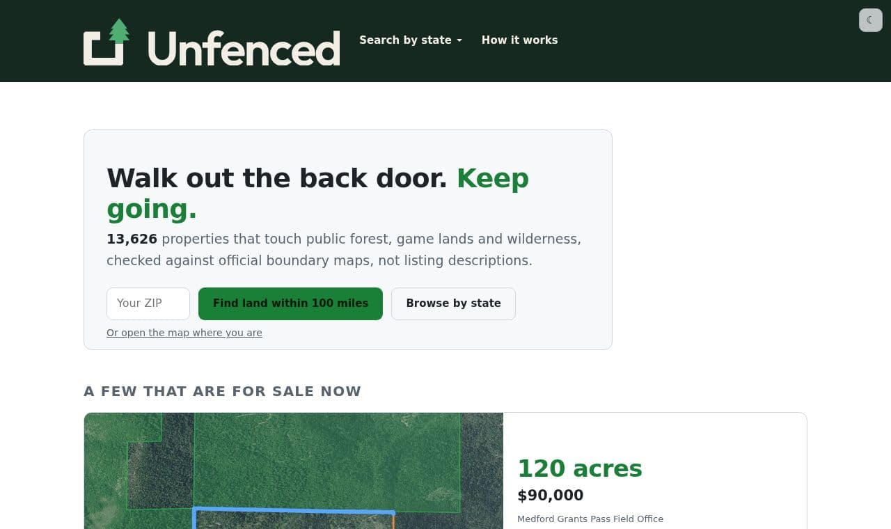 Unfenced 서비스 화면