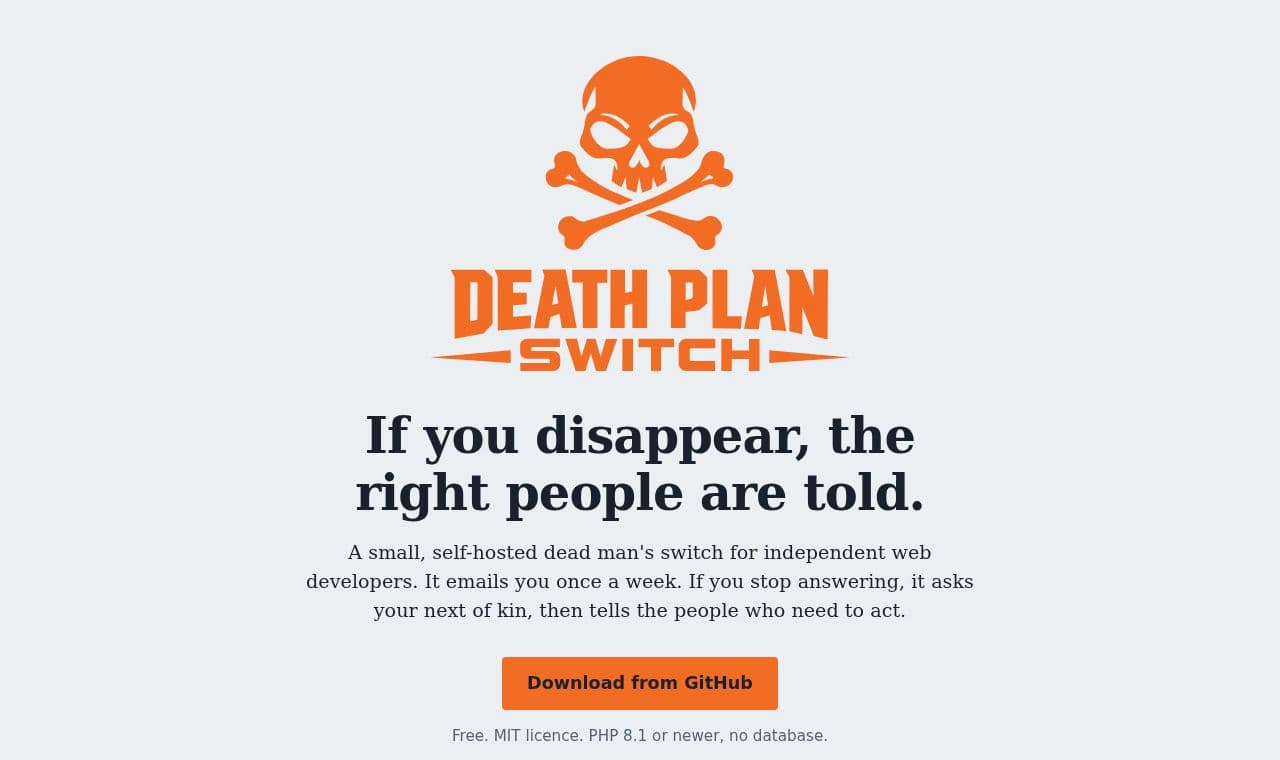 Death Plan Switch 서비스 화면