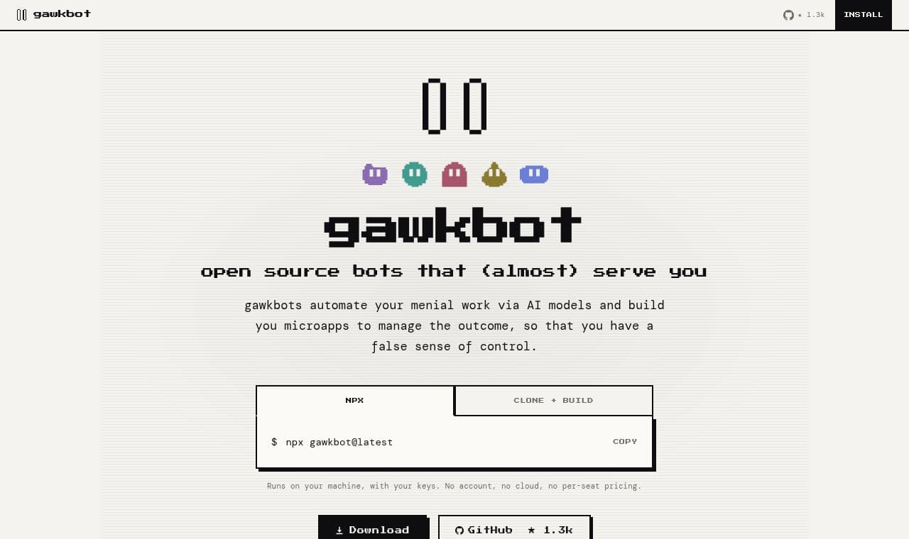 gawkbot 서비스 화면