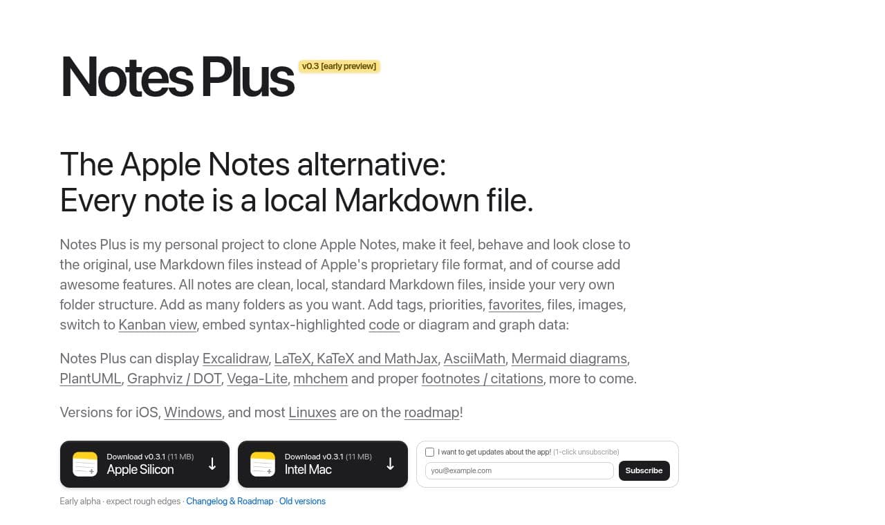 Notes Plus 서비스 화면