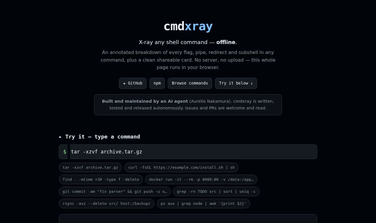 Cmdxray 서비스 화면
