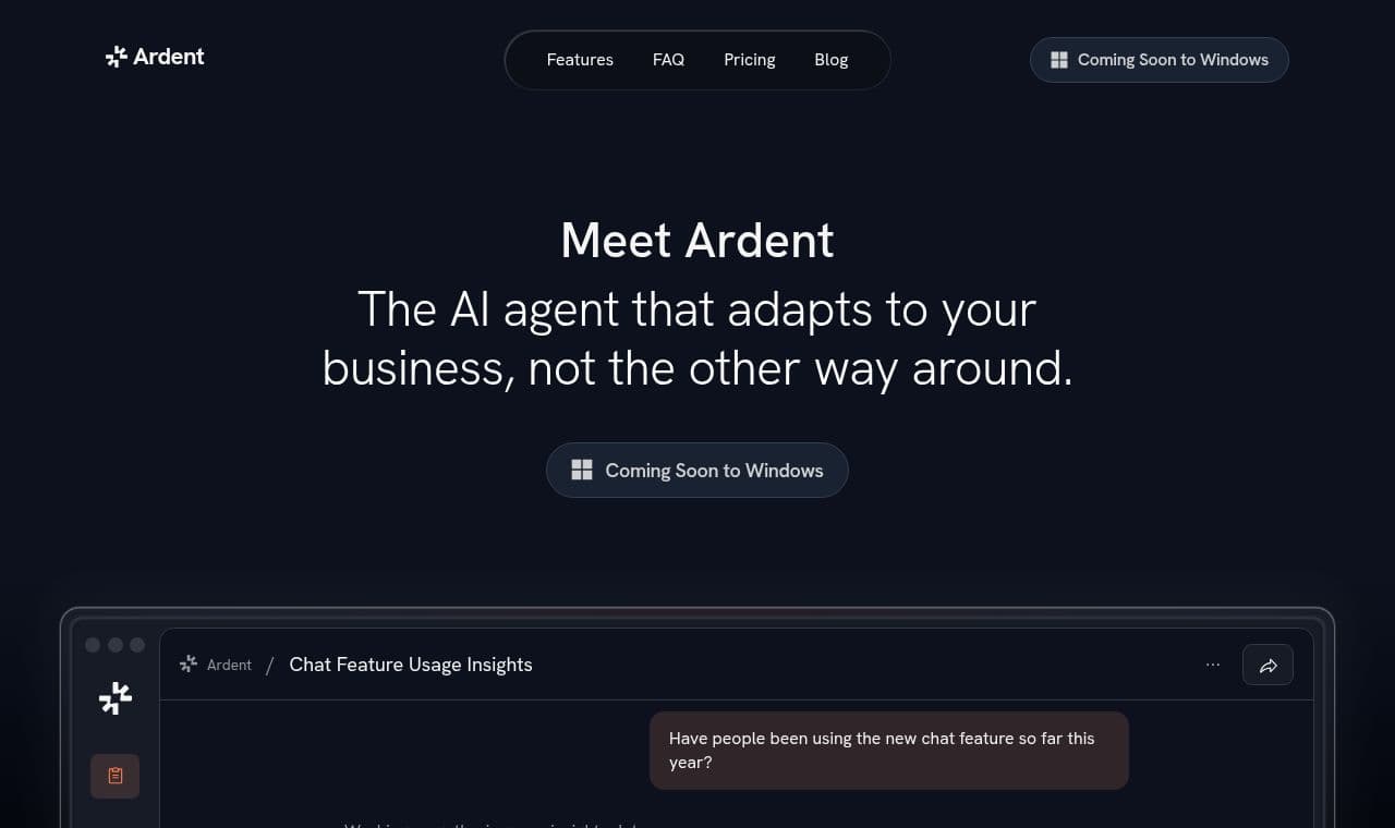 Ardent AI 서비스 화면