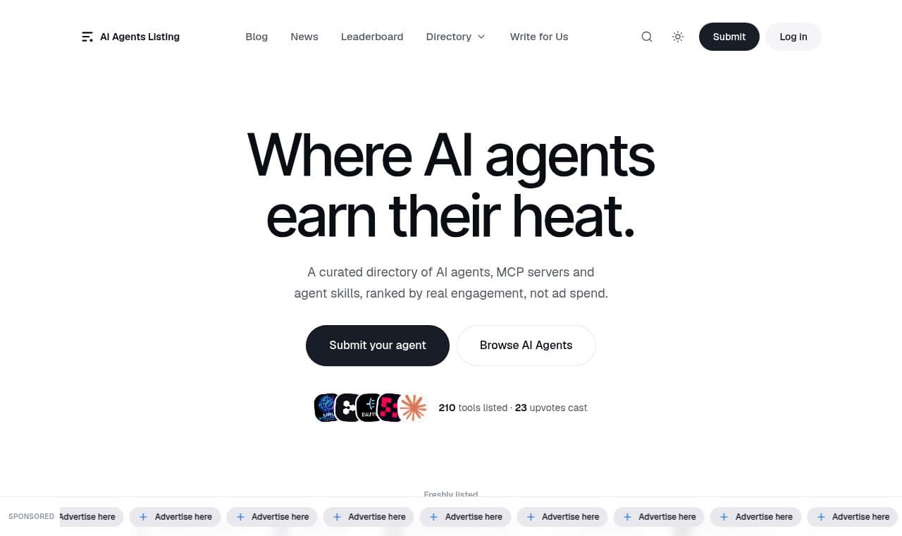 AI Agents Listing 서비스 화면