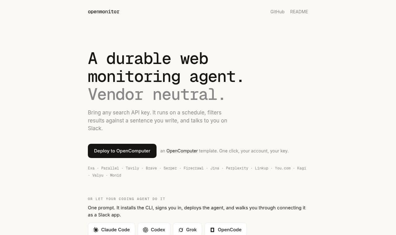 OpenMonitor 서비스 화면