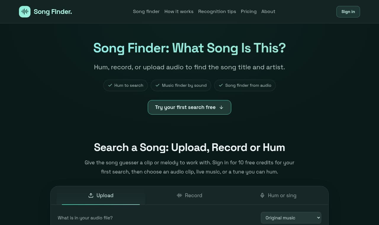 Song Finder 서비스 화면
