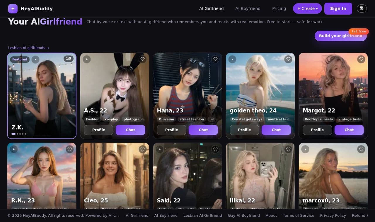 HeyAIBuddy 서비스 화면