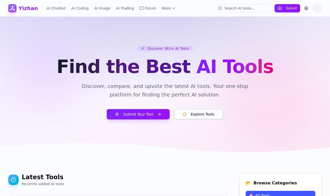 Find the Best AI Tools 서비스 화면