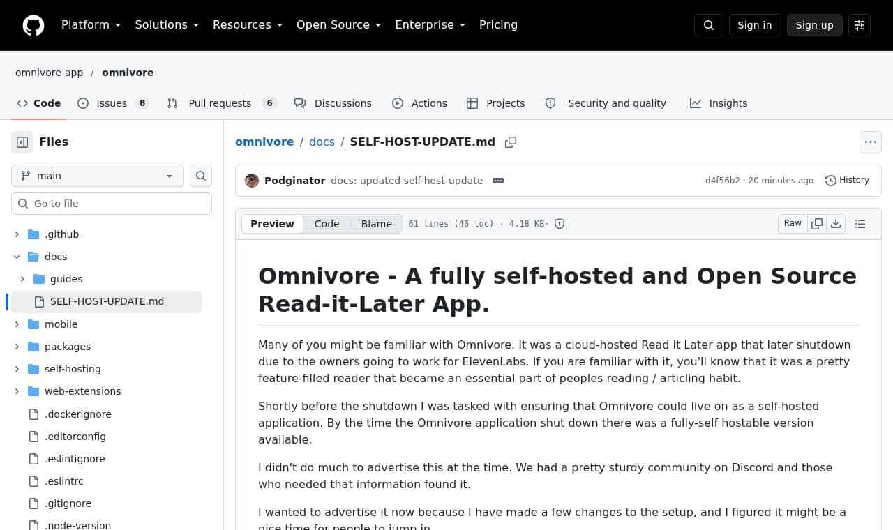 omnivore screenshot