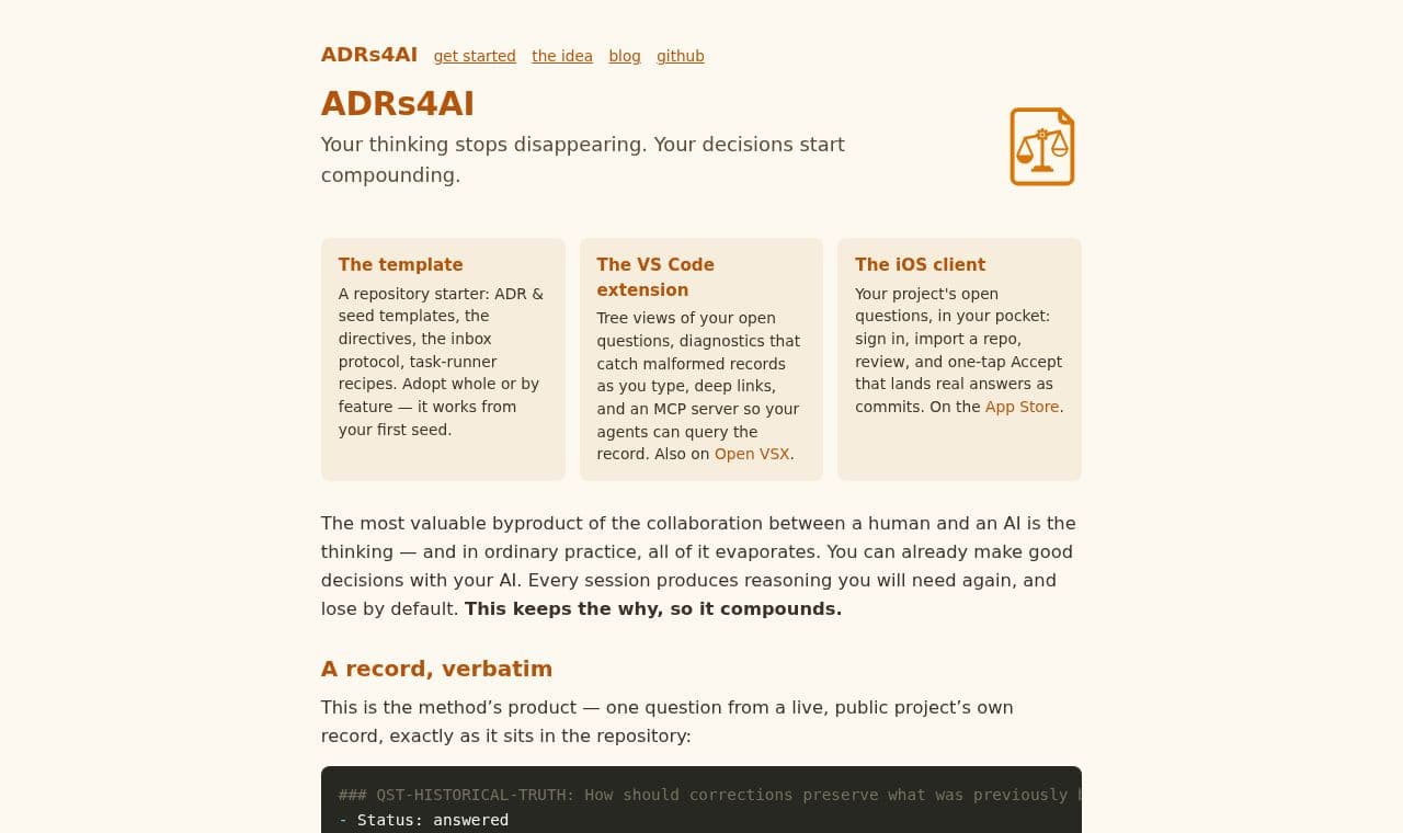 ADRs for AI screenshot